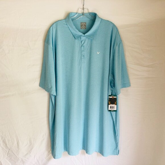 NEW Callaway Opti Dri Men's Size 3XL Blue Striped Golf Polo Shirt NWT - Picture 1 of 5